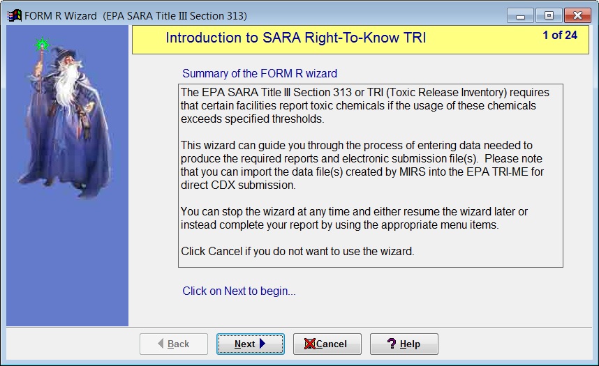 SARA 313 Form R Software screenshot
