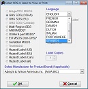 SDS Sofware Screenshot:  SDS and Label print options
