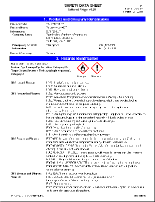 SDS software screenshot:  Printed GHS SDS