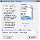 SDS Sofware Screenshot:  SDS and Label print options